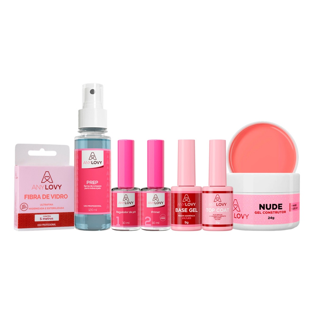 Kit Anylovy Gel Construtor 24g + Preparadores + Fibra De Vidro 5 Mts em Oferta na Shopee
