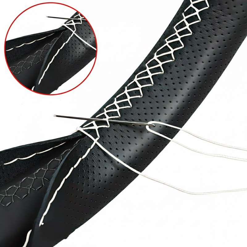 Capa Para Volante de Carro em Couro Revestimento Costurada em Linha Reforçada em Oferta na Shopee