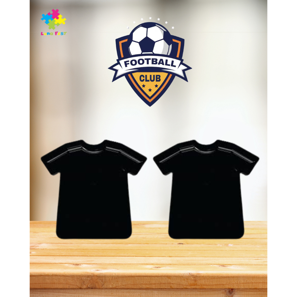 Kit 2 Bandejas Petisqueiras Plásticas Camisa Camiseta Futebol Futsal Preta 20x22cm