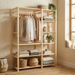 Estante Prateleira de Madeira Maciça Pinus 170x110 Armário Para Roupas Sapateira Organizadora