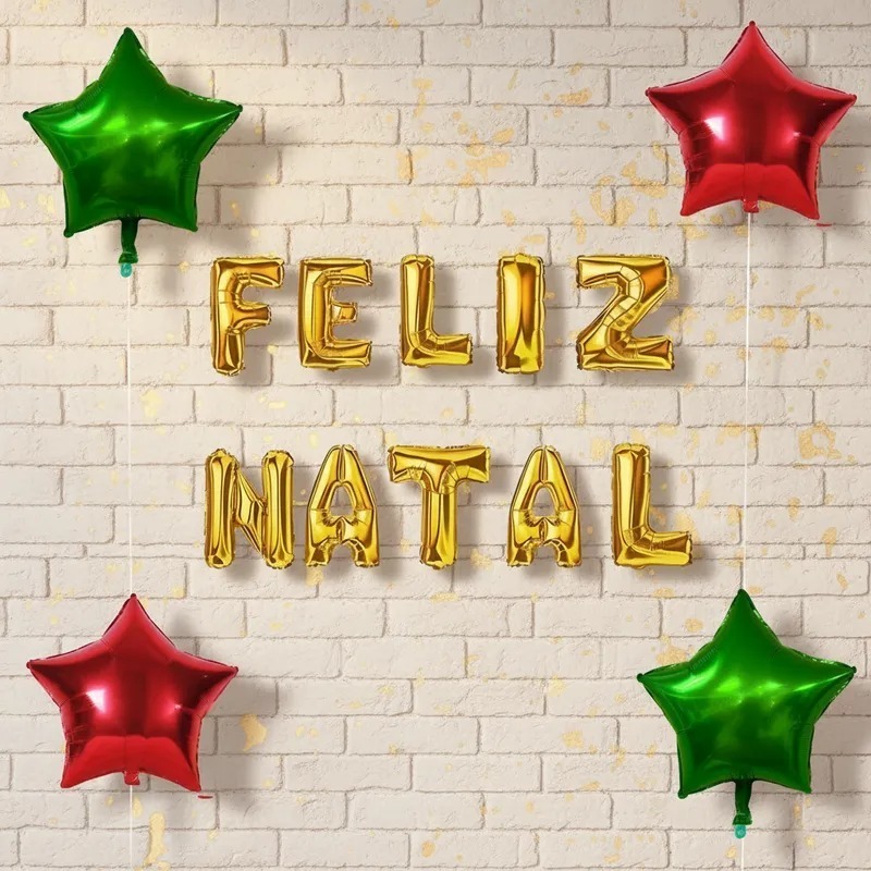 Balão Metalizado Dourado “Feliz Natal” • Decoração Natalina;Envio imediato em menos de 24hs dias úteis;
