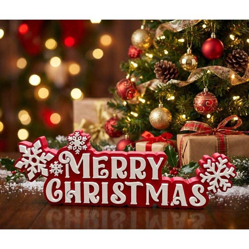 decoração Natalina enfeite decorativo feliz natal Merry christmas 25cm para enfeite