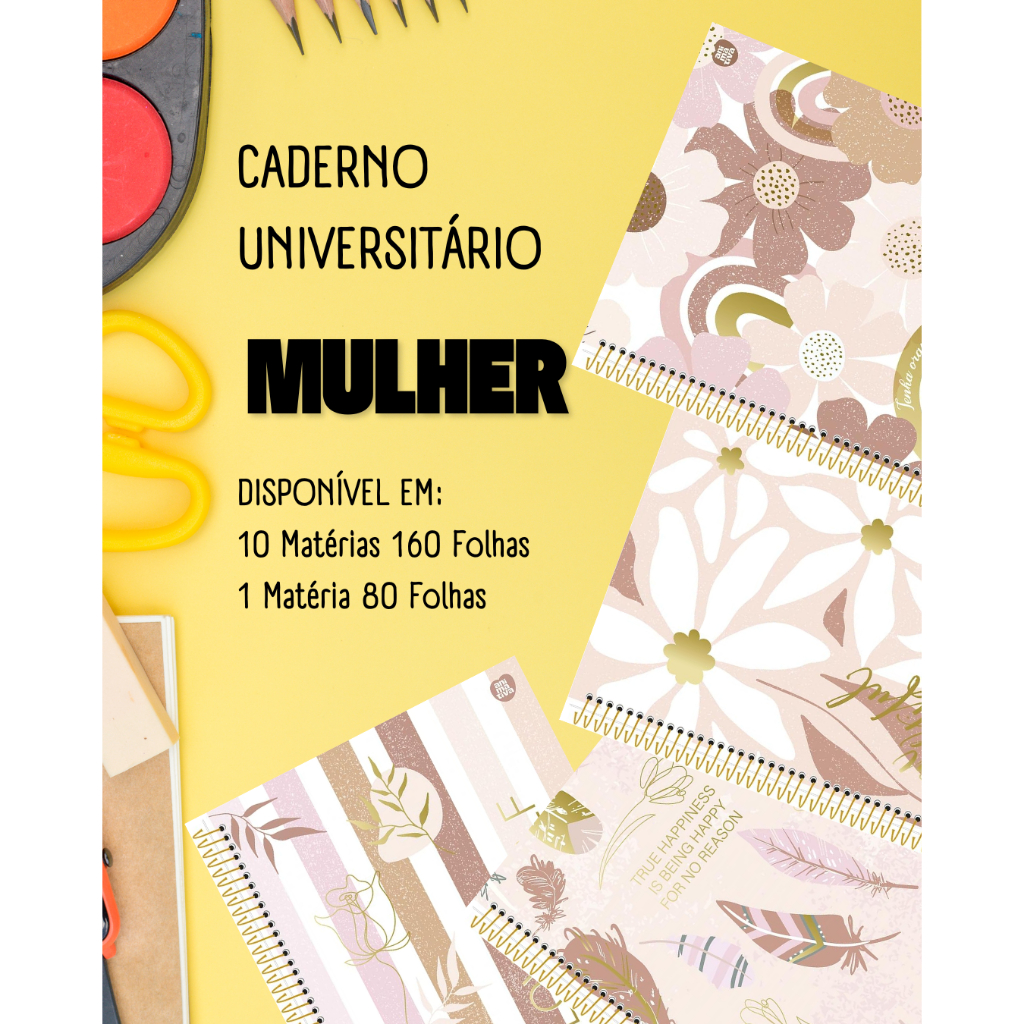CADERNO UNIVERSITÁRIO ANIMATIVA MULHER-Escolha a Estampa em Oferta na Shopee
