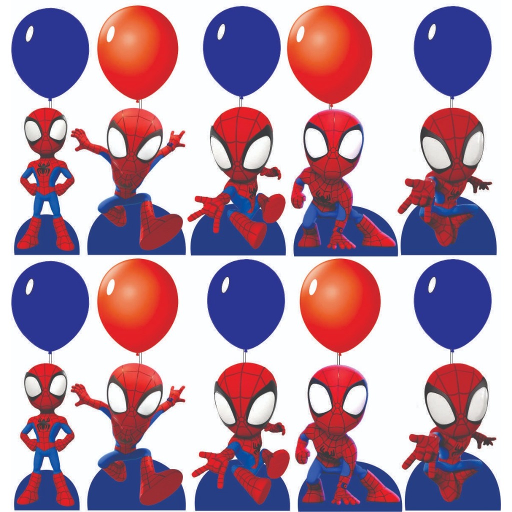 Centro De Mesa Spidey Homem Aranha Para Lembrancinha De Festa kit Display Balão E Haste De MDF
