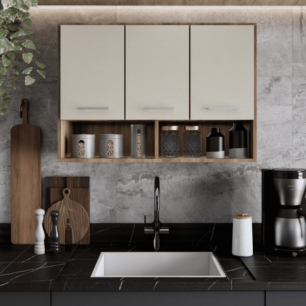 Armário Com 3 Portas  Garagem Cozinha De Parede Simples em Oferta na Shopee