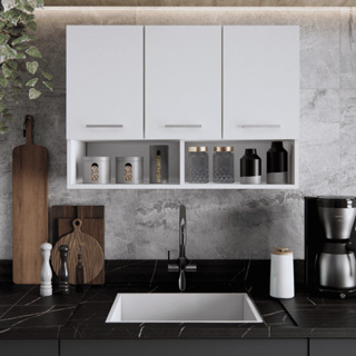 Armário Organizador Aéreo 3 Portas Cozinha Lavanderia Garagem Multiuso com Nicho Compacto em Oferta na Shopee