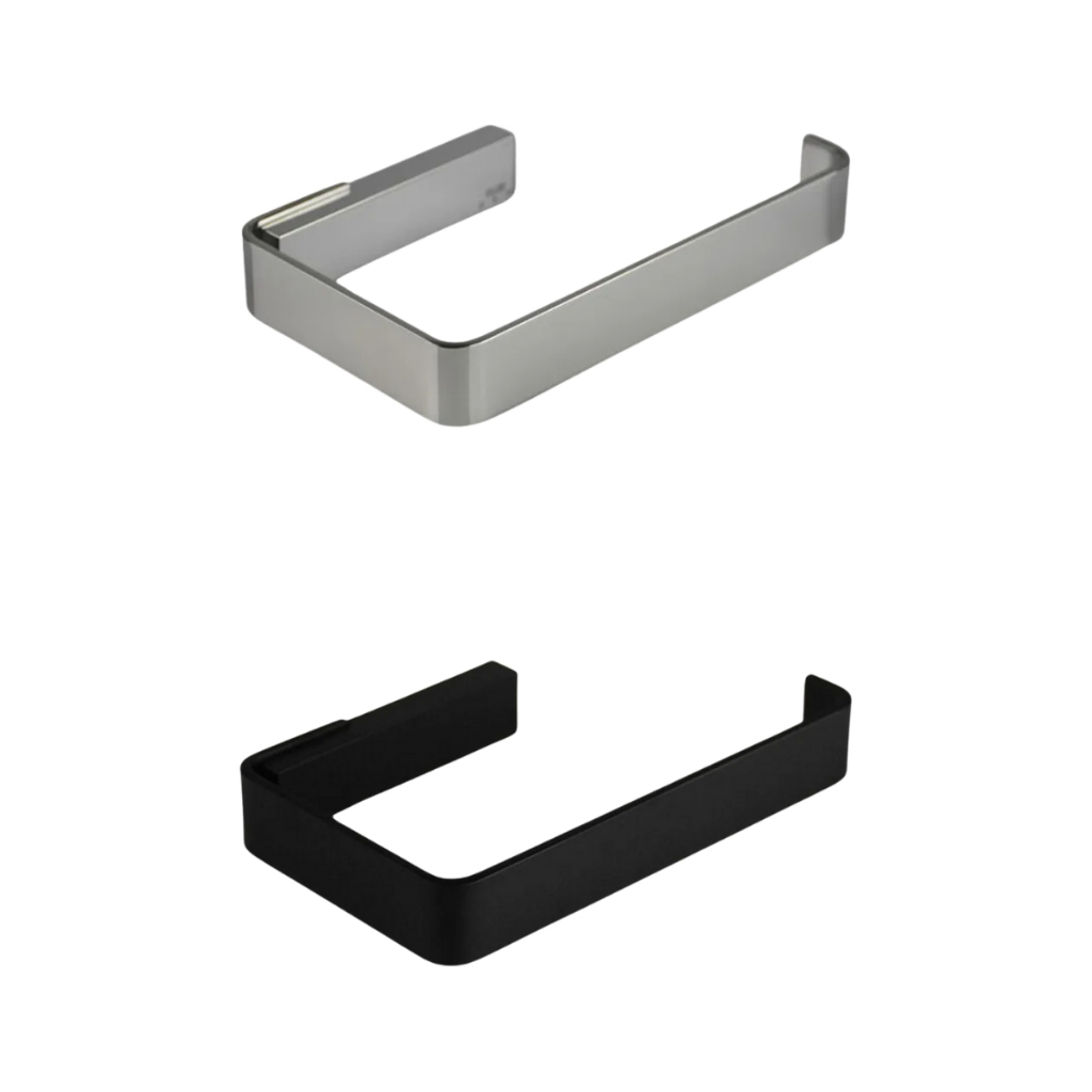 PAPELEIRA PORTA PAPEL HIGIÊNICO SPIRIT ZEN DESIGN INOX POLIDO PRETO