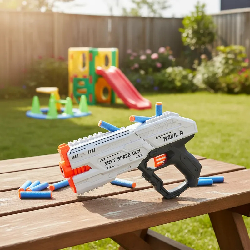 Pistola Arminha Lança Dardos Tipo Nerf Bala Espuma Ventosa Arma Ravil Brinquedo Infantil 6 Peças