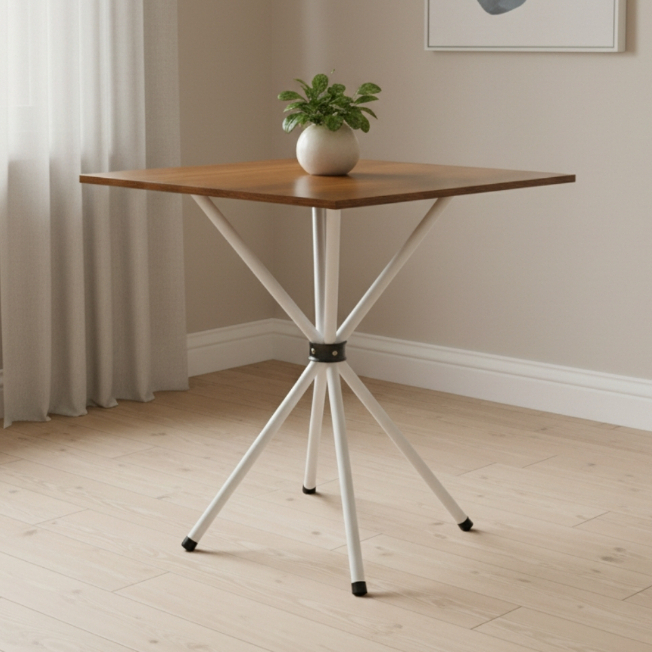 Mesa 4 Lugares Quadrada Pequena Compacta Tampo MDF e Base Aço Cozinha Sala Jantar Apartamento em Oferta na Shopee