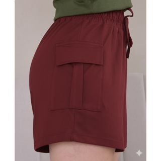 Bermuda feminina Cargo 100% algodão elegante short fresquinho look fim de ano vermelho verde em Oferta na Shopee