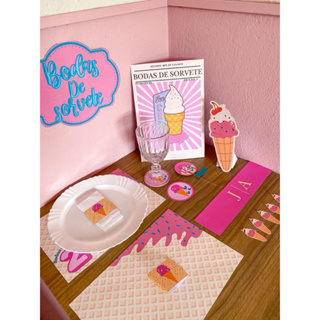 Kit Mesa Posta Bodas de Sorvete | 2• Mês Casamento ou namoro | Decoração Romântica em Oferta na Shopee