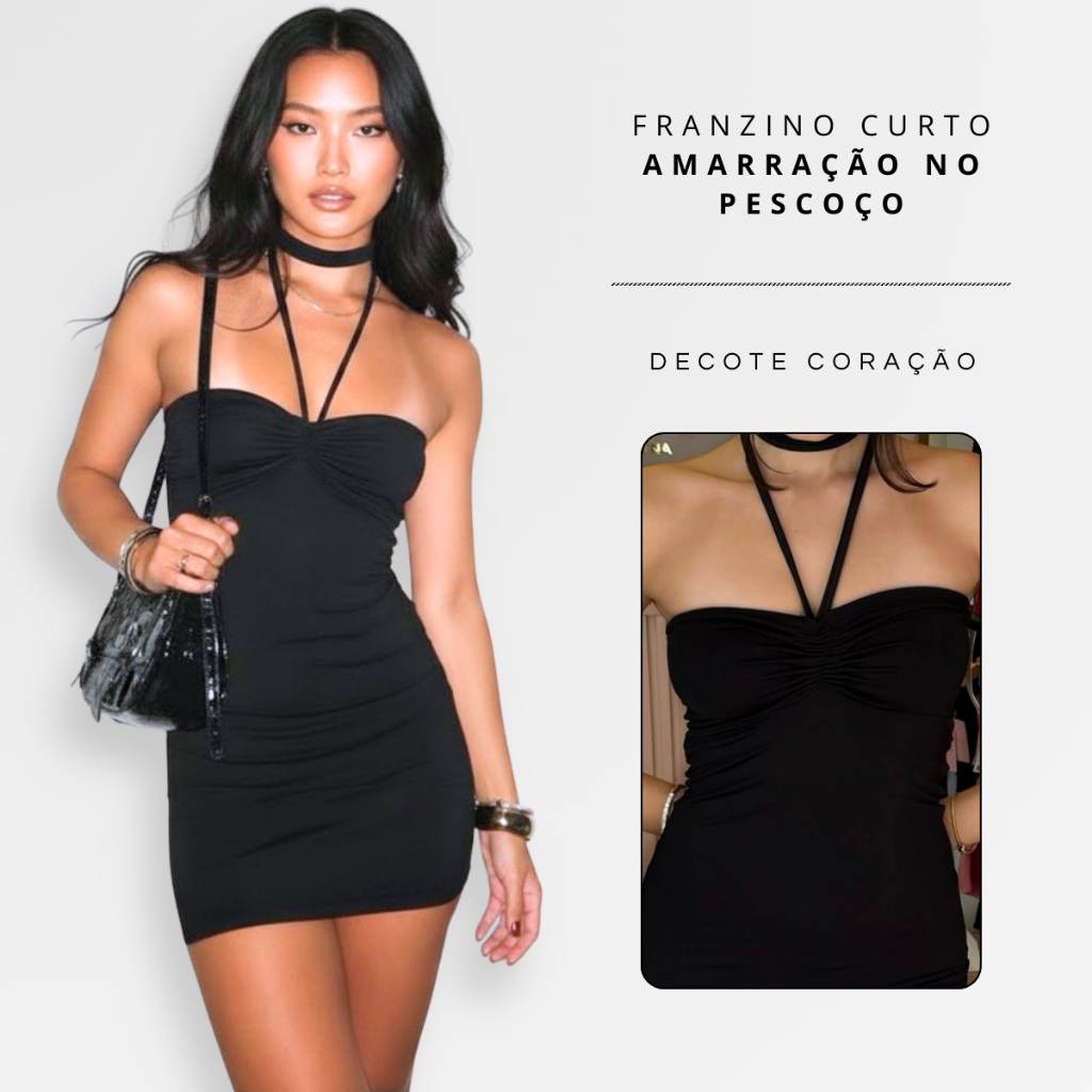 Vestido Feminino Franzido Curto Amarração No Pescoço Sensual Justo Balada em Oferta na Shopee