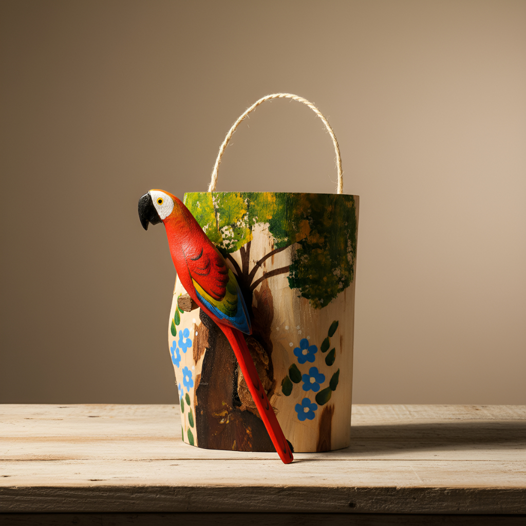 ENFEITE DE PAREDE PÁSSARO NA CASCA DE MADEIRA DECORAÇÃO RÚSTICA pintado a mão pendurar artesanato em Oferta na Shopee