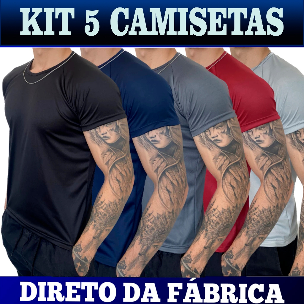 Kit  Camisetas Dry Fit Masculina - Casual - Treino - Academia - Esportes - Exercícios - Corrida