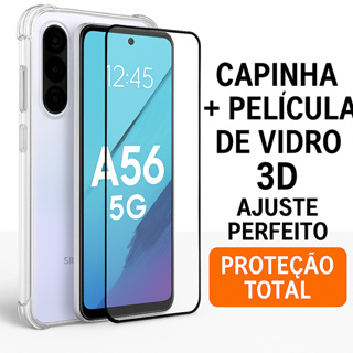 Kit Capinha + Película 3D Para Samsung Galaxy A56 5G Capa Transparente e Pelicula de vidro temperado em Oferta na Shopee