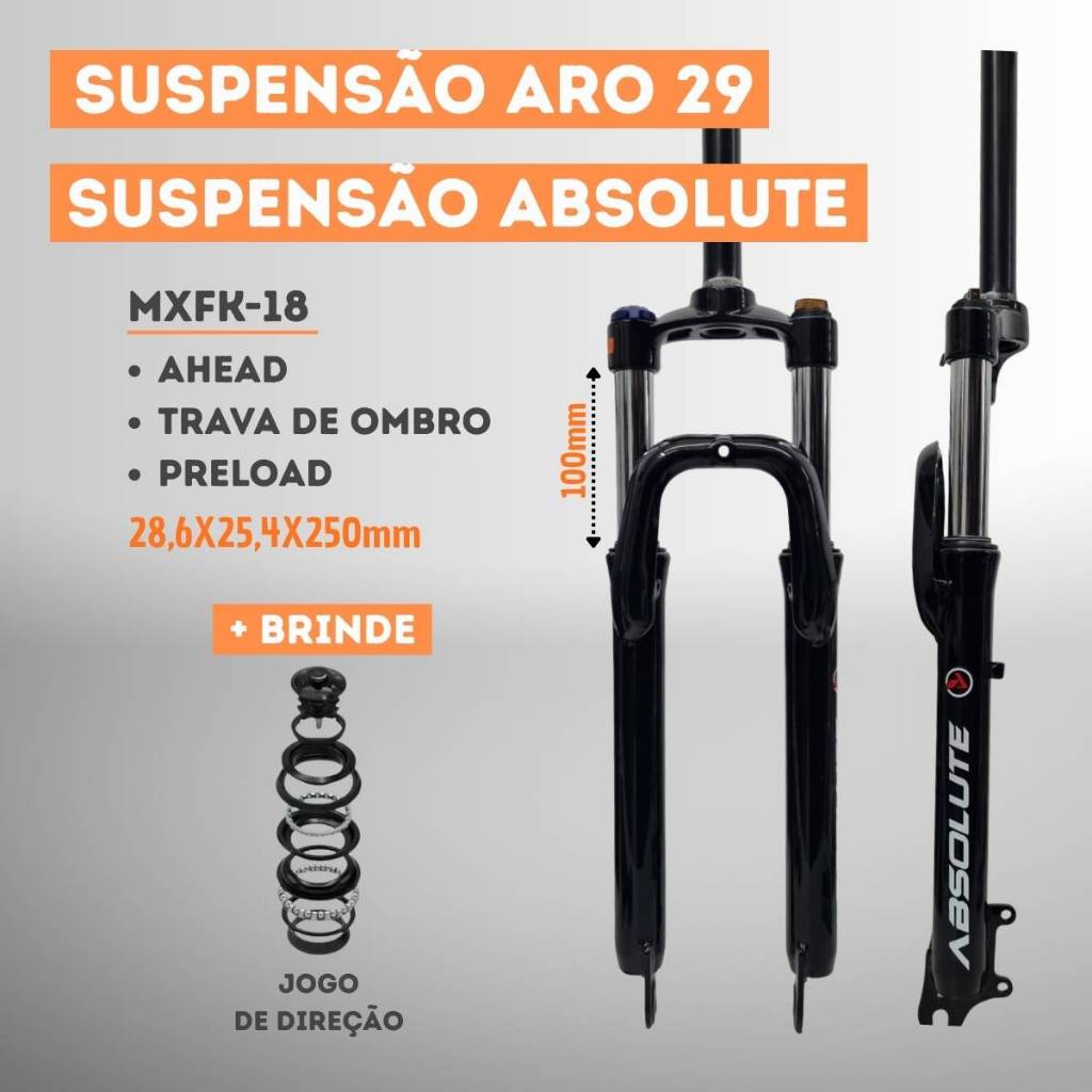 Suspensão Absolute Aro 29 Suspensão Aro 29 Absolute Garfo Aro 29 Amortecedor Aro 29 Mxfk-18 Mxfk-19 — R$ 334,00 em Shopee