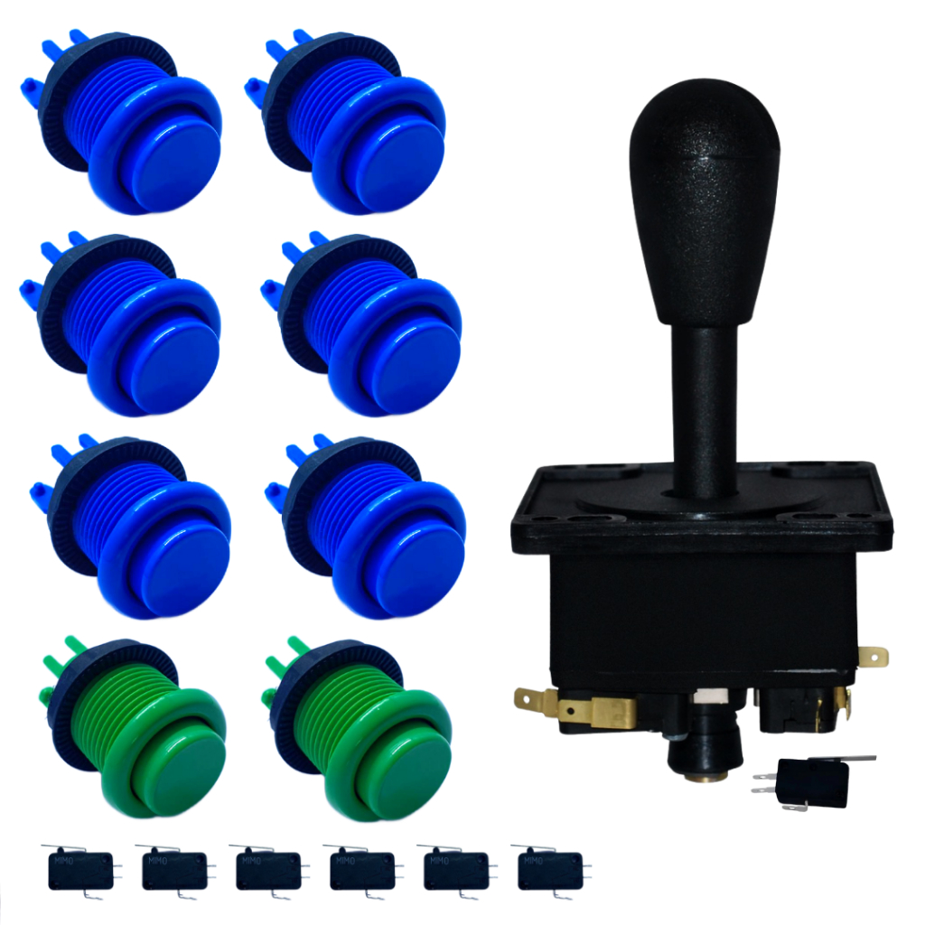 Kit 8 Botões Nylon Arcade Fliperama 1 Comando Joystick Com Micro