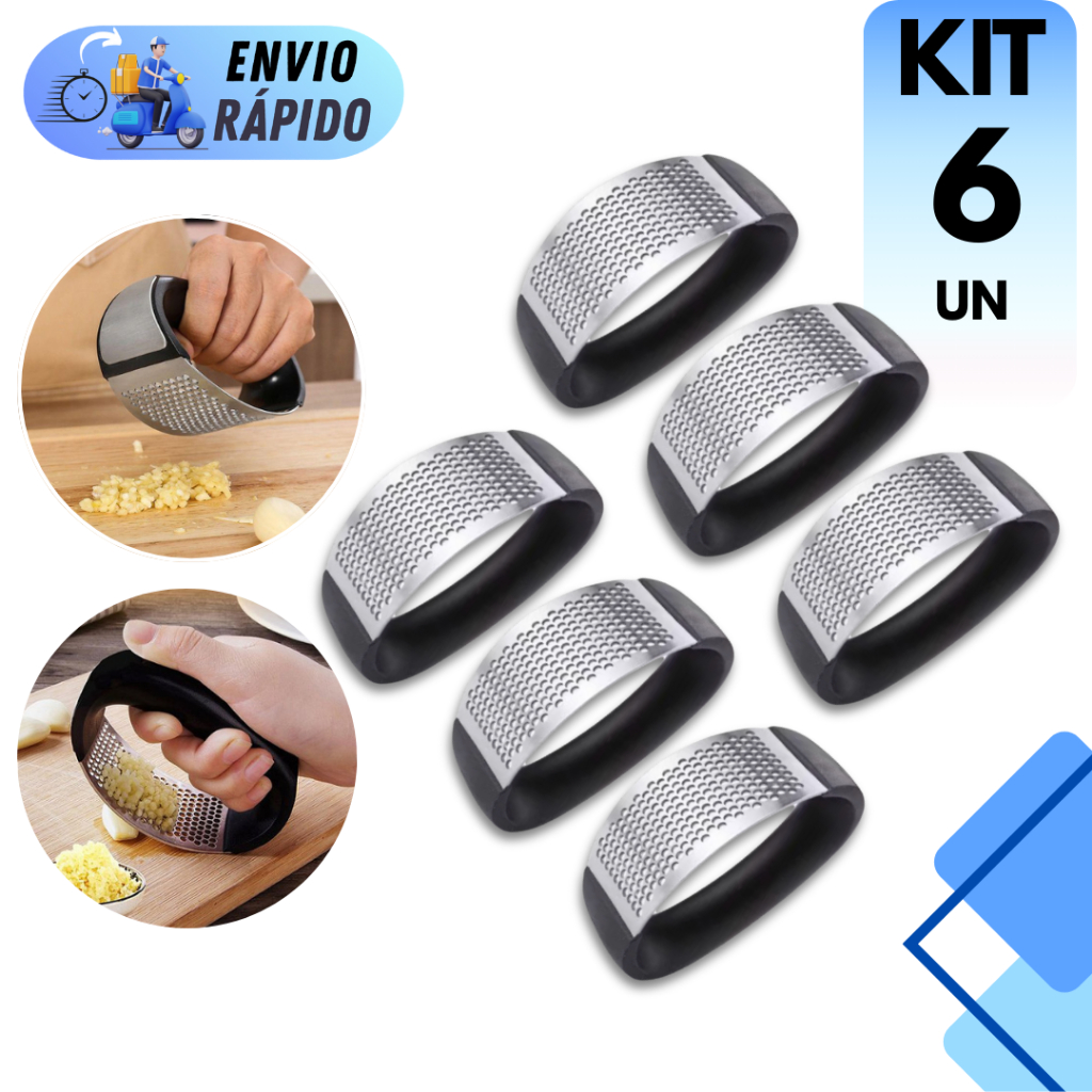 KIT 2 A 6 UNIDADES AMASSADOR ESPREMEDOR TRITURADOR DE ALHO PARA COZINHA INOX CABO ERGONOMICO PREMIUM BATATA