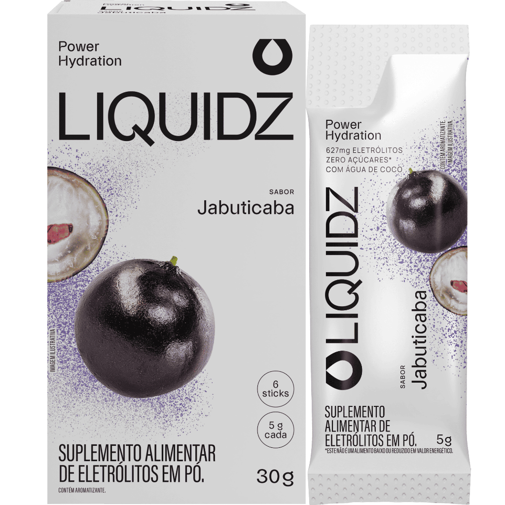 LIQUIDZ® - Eletrólitos Zero Açúcares - Sabor Jabuticaba - Kit 1 Caixa - 6 sachês