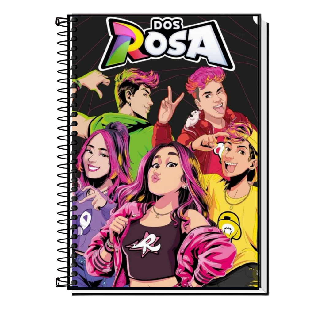 Caderno Emily Vick | Dos Rosas | Capa Dura & Espiral Resistente - 1,10,15 e 20 Matérias | Estilo Divertido | Grupo Pop |