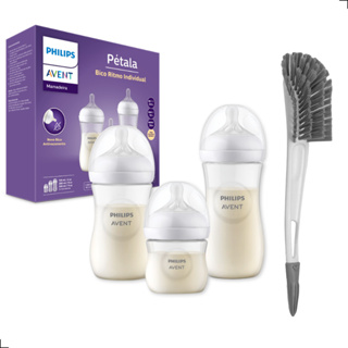 Kit Mamadeira Avent Pétala Anti-Cólica 125ml + 260ml + 330m - Philips Avent + Escova Buba em Oferta na Shopee