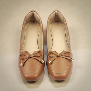 Sapatilha Feminina Laço Mocassim Bico Quadrado Lacinho Confort Casual Dia Dia
