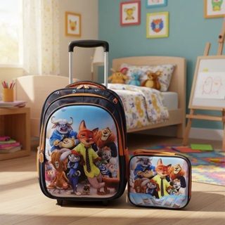 Kit Mochila de carrinho Inspiração Zootopia Relevo 3D + Lancheira Térmica + Estojo em Oferta na Shopee