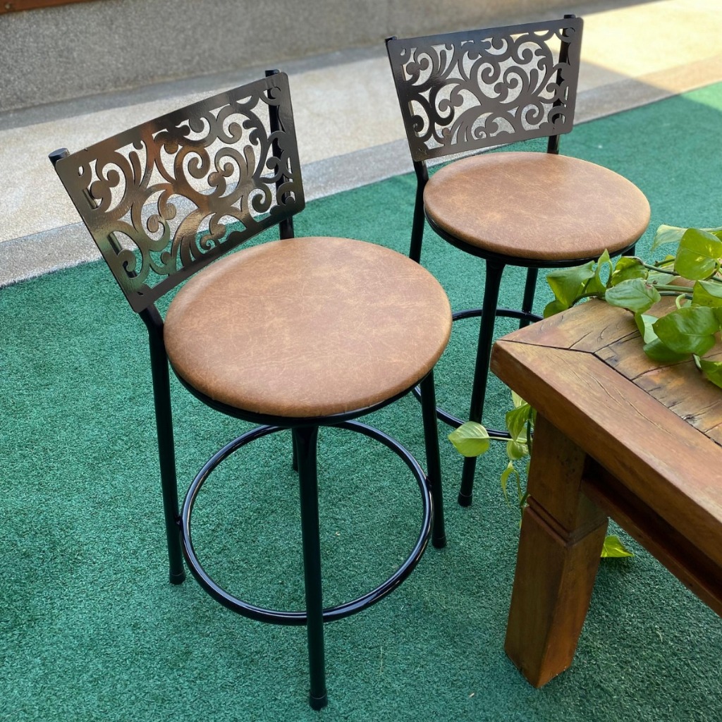 Kit 2 Banqueta Redonda Baixa/Alta Moderna Estrutura Reforçada Ideal para Casa