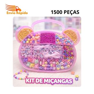 Kit 1500 peças Miçangas Coloridas Letras Variadas Infantil de Fazer Pulseiras + Maleta em Oferta na Shopee