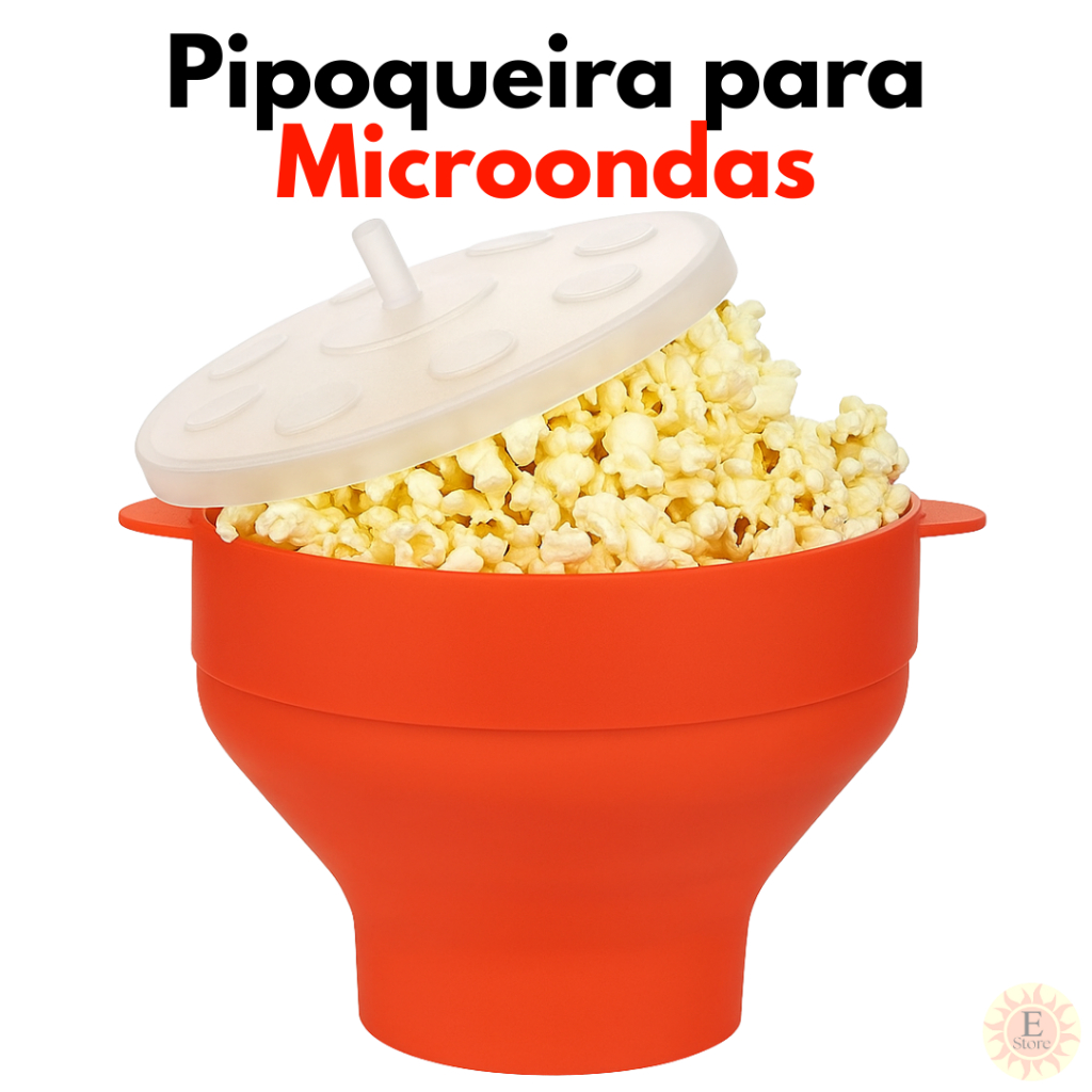 Pipoqueira de Silicone Para Micro-ondas Com Tampa Retrátil Sem Óleo