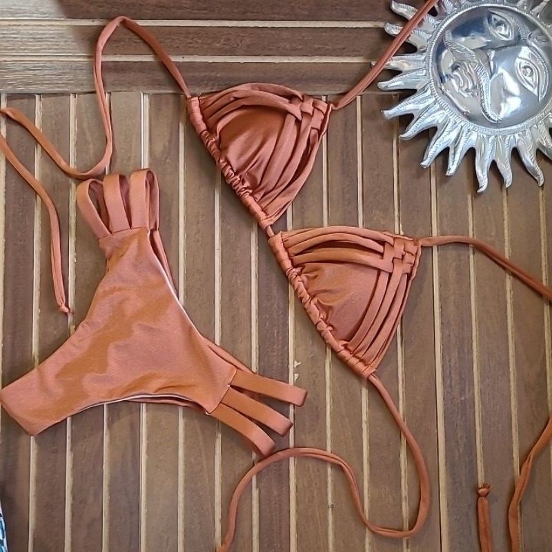 Biquíni Tunísia, calçinha semifio duplo e cortininha. em Oferta na Shopee