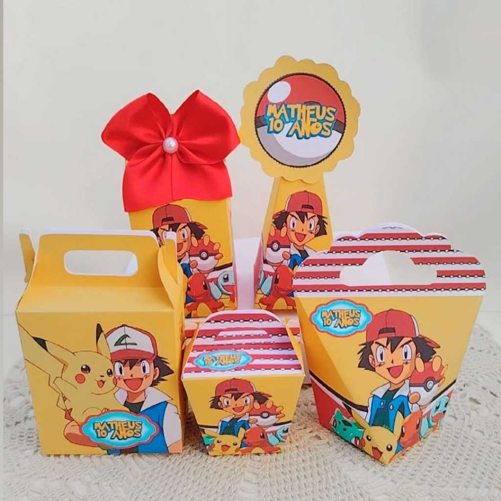 Kit Festa Tema POKÉMON Caixinhas Personalizada Lembrancinhas para Festas PEGUE E MONTE