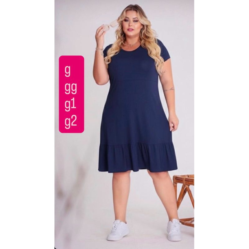 vestido 3 maria manga plus size M G GG G1 G2  macio zero transparencia em Oferta na Shopee