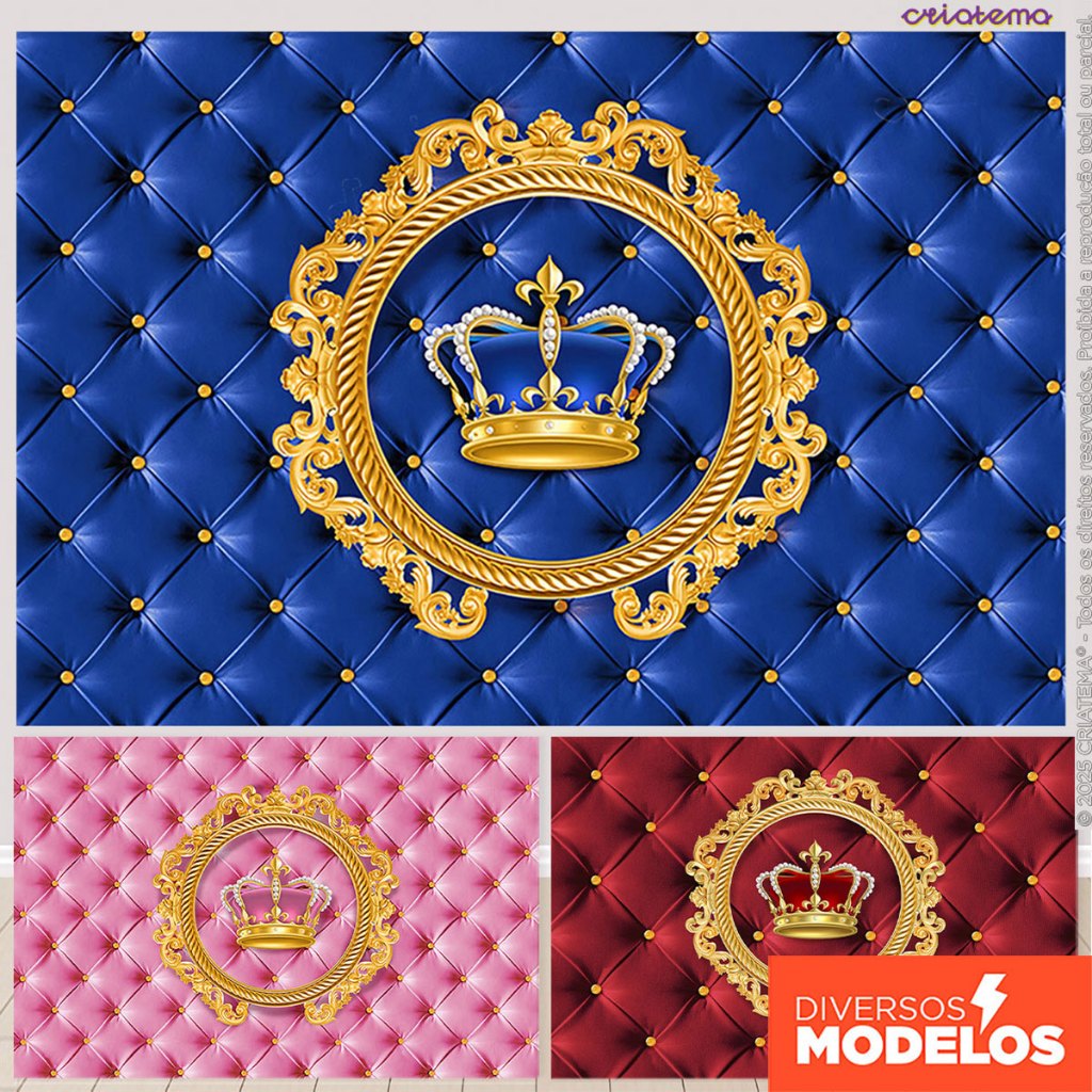 Painel de Festa Realeza Coroa Decorativa Retangular Horizontal Sublimado Em Tecido em Oferta na Shopee