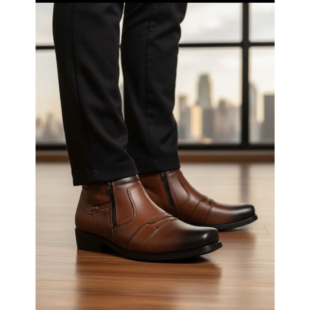 Bota Social em couro natural marron  Zebu Whisky