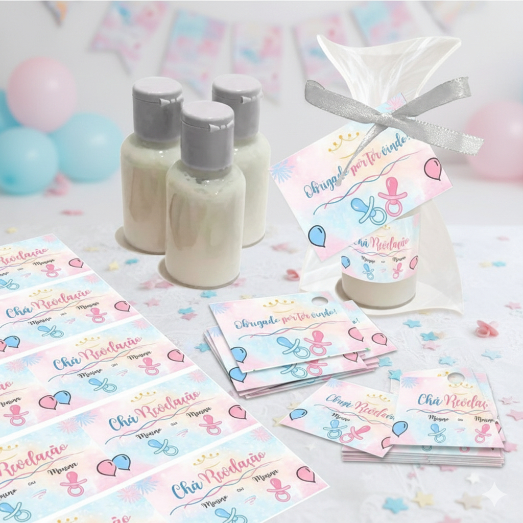 Kit 25 Mini Hidratante Ursinho Chá Revelação Lembrancinha Mimo