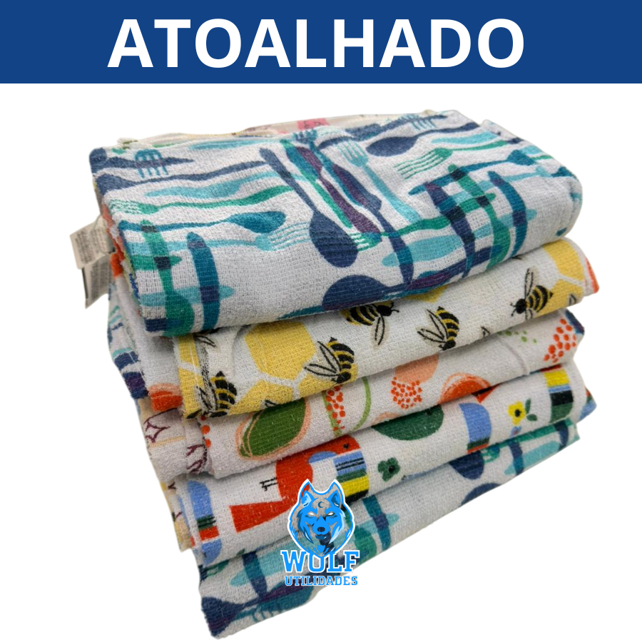 Kit 10 Pano De Prato Felpudo Atoalhado Estampado