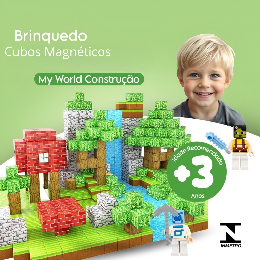 Kit 128/144/192/212/224/480 Blocos Mundo Magnéticos Cubos De Construção Brinquedo Infantil Educativo Monte Cenários em Oferta na Shopee