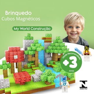 Kit 128/144/192/212/224/480 Blocos Mundo Magnéticos Cubos De Construção Brinquedo Infantil Educativo Monte Cenários em Oferta na Shopee