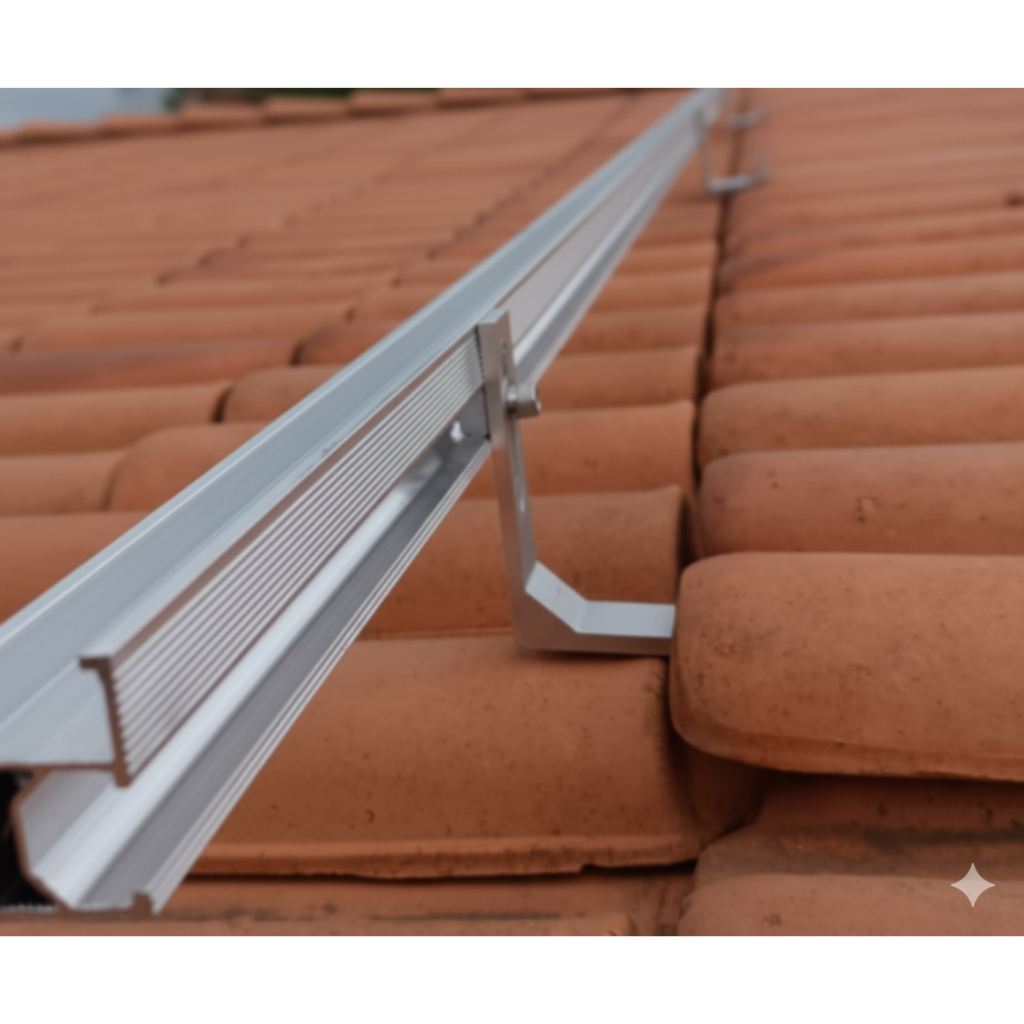 Kit Suporte Fixa Painel Solar para 4 Placas + Trilho Perfil