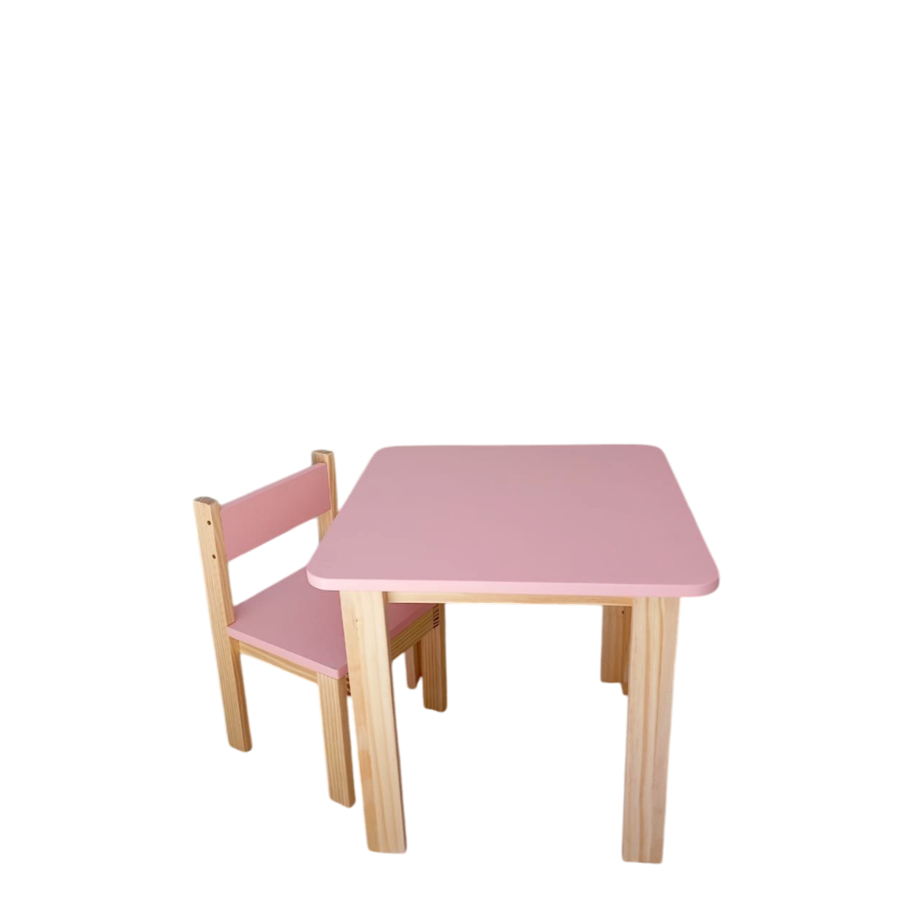 Mesa com cadeirinha infantil- resistente- em madeira AD KIDS- cor ROSA