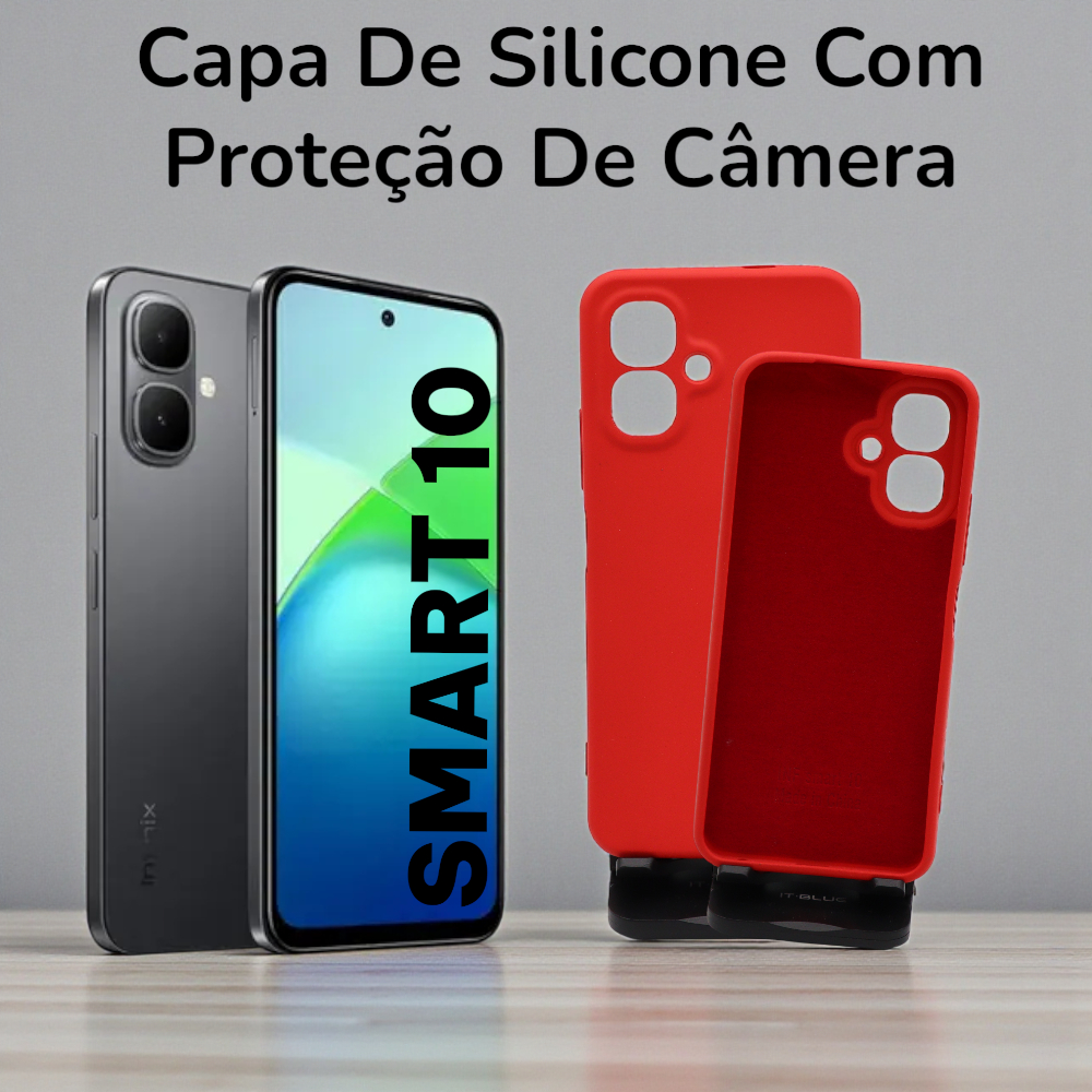 Capa Com Proteção De Cãmera Silicone Para Smart 10