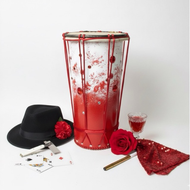 Bacurinha Luxo vermelha e branca - PALAVRAS CHAVE: Tambor, atabaque instrumento de percussão, África, umbanda