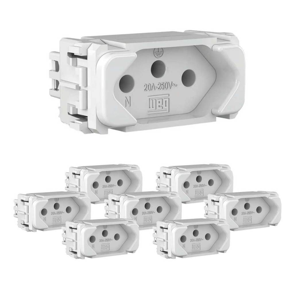 Kit 8 Módulo Tomada 2p+t 20a 250v Branco Weg Compose