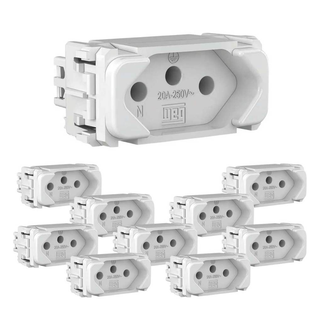 Kit 10 Módulo Tomada 2p+t 20a 250v Branco Weg Compose
