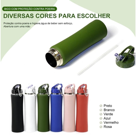 Garrafa Térmica 600ml Inox Squeeze Emborrachada Bico em Oferta na Shopee