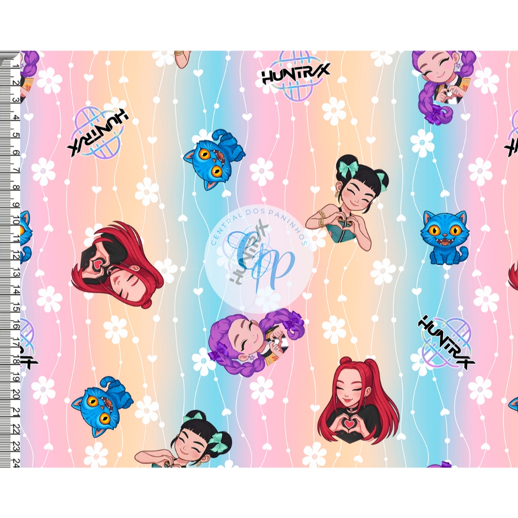 Tecido tricoline, microfibra ou gabardine - Guerreiras do K-pop - Huntrix - degrade - 0.50CM em Oferta na Shopee