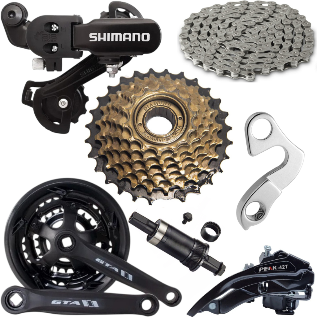 Kit 21v Bike Cambio Shimano Pedivela Roda Livre Corrente Gancheira Vikingx