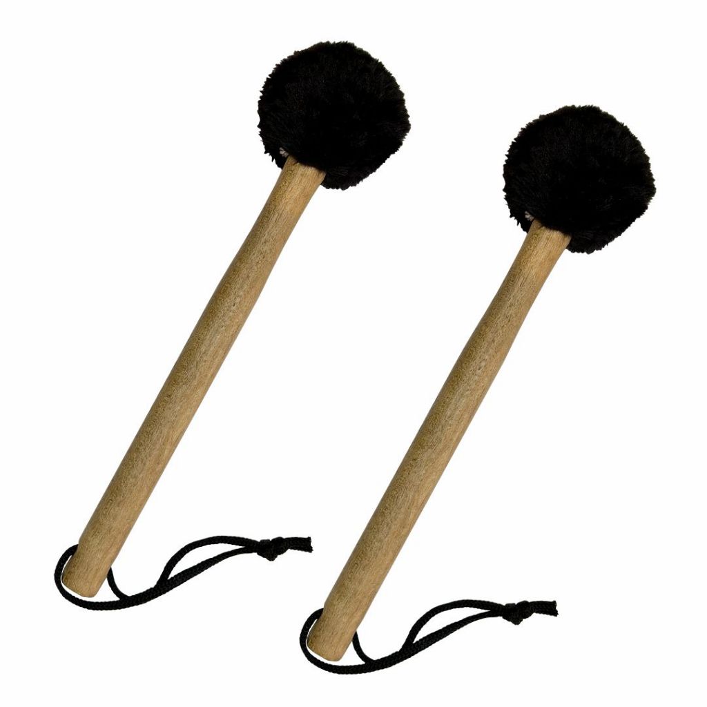 Kit C/2 Maçanetas Ponta Pelúcia Preta P/ Fanfarra / Surdo / Bumbo ( Baqueta / Banda Marcial / Par )  - R2941