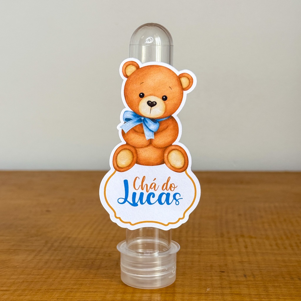 Aplique para Tubete URSO - Mimo Lembrancinha Personalizada Festa Chá de Bebê  Revelação Azul Rosa Verde Ursinho